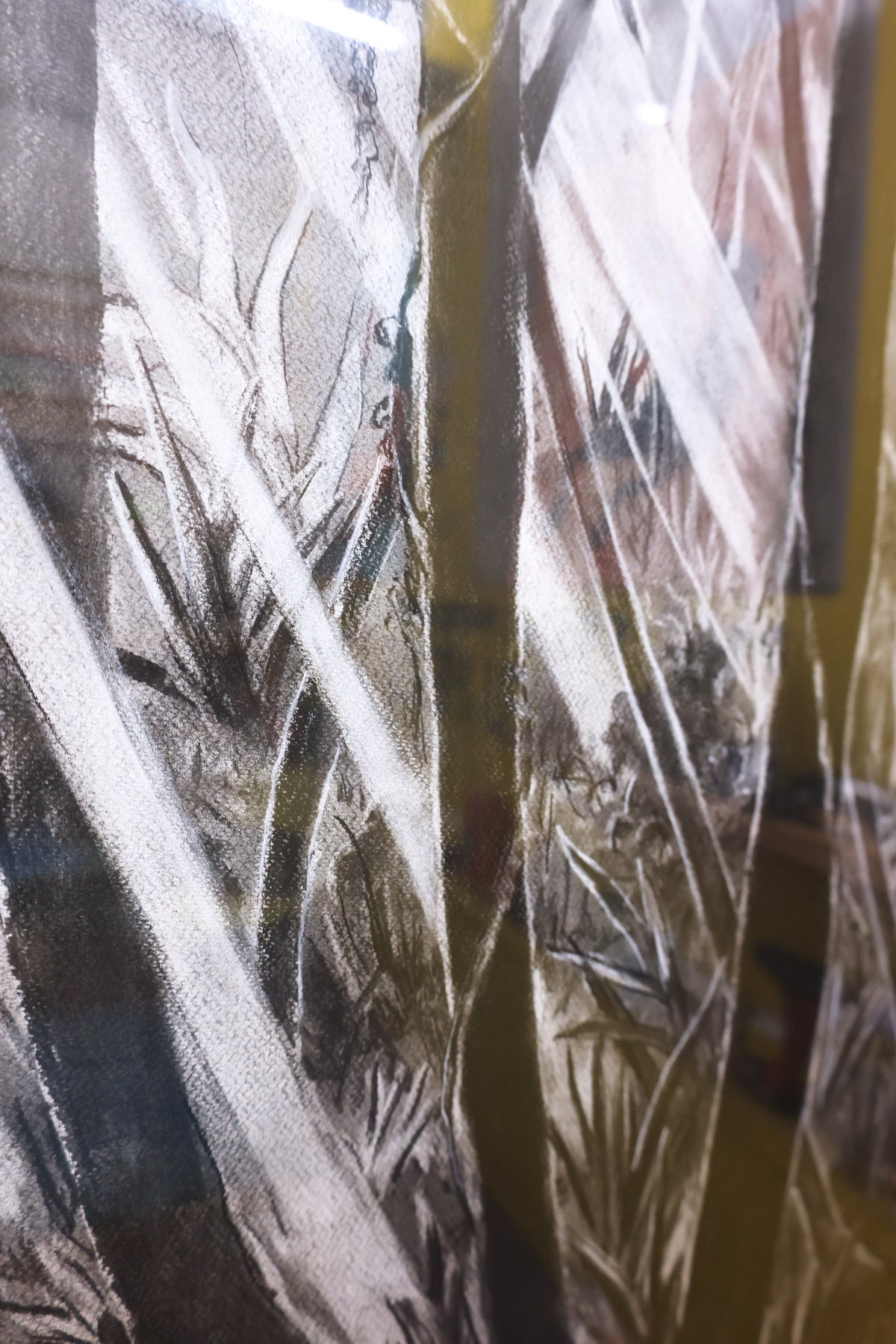 
Tropical Dream by Dominic Virtosu: original work, 115x95cm / 45.2x37.4 in, charcoal on paper, 2022, framed under glass (view 14)