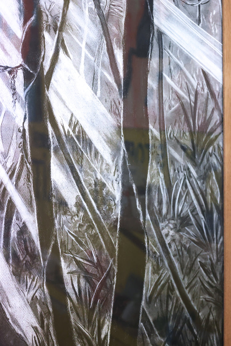 
Tropical Dream by Dominic Virtosu: original work, 115x95cm / 45.2x37.4 in, charcoal on paper, 2022, framed under glass (view 10)