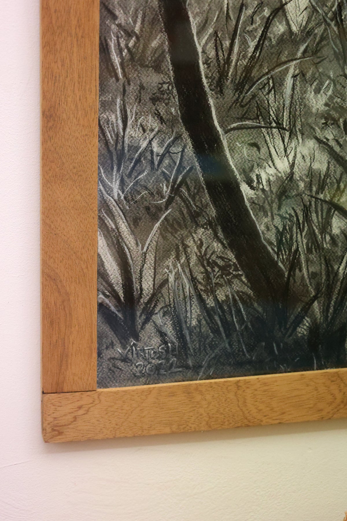 
Tropical Dream by Dominic Virtosu: original work, 115x95cm / 45.2x37.4 in, charcoal on paper, 2022, framed under glass (view 7)
