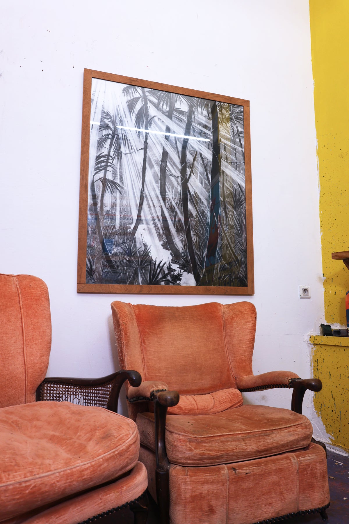 
Tropical Dream by Dominic Virtosu: original work, 115x95cm / 45.2x37.4 in, charcoal on paper, 2022, framed under glass (view 3)