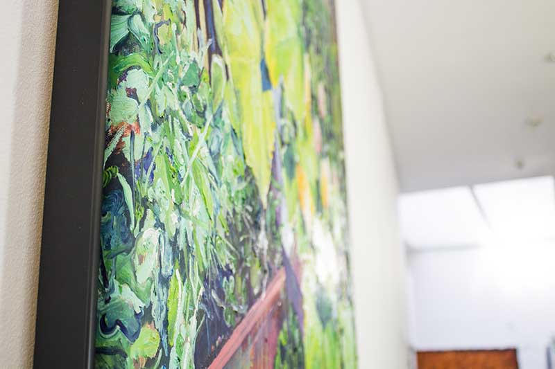 
the framed painting a quiet corner in the studio close-up view Dominic Virtosu