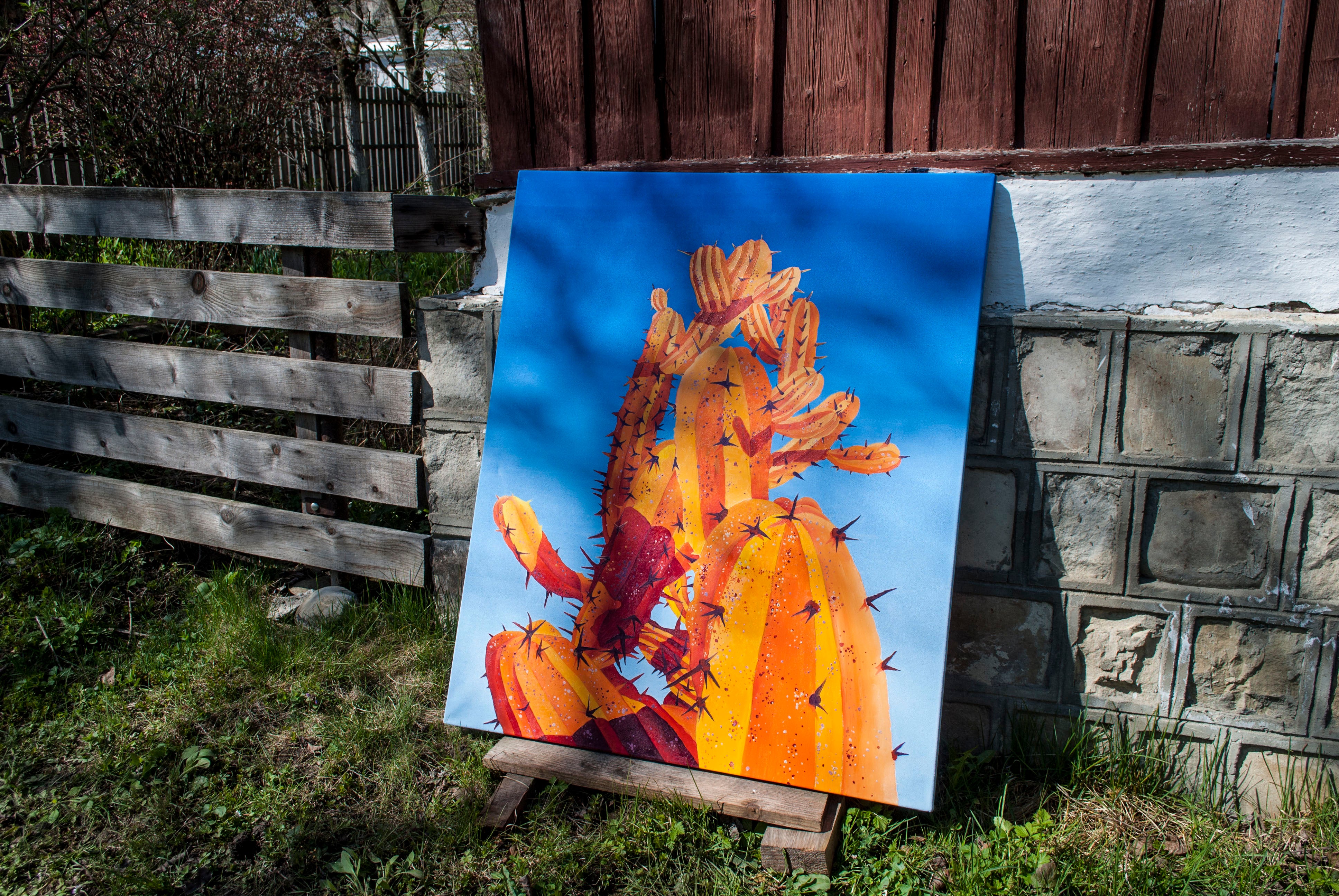 View of the work shown outdoor in the Romanian countryside where it was created