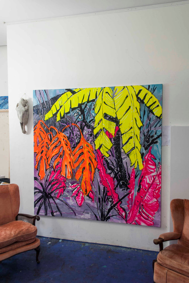 
Neon Jungle by Dominic Virtosu: original work, 200x200 cm / 78.74x78.74 in , oil and spray paint on canvas, 2021 (view 3)