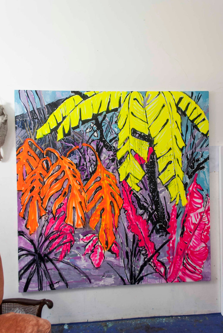 
Neon Jungle by Dominic Virtosu: original work, 200x200 cm / 78.74x78.74 in , oil and spray paint on canvas, 2021 (view 4)